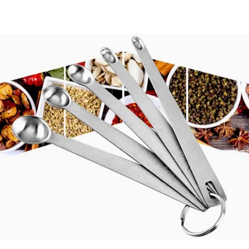 5Pcs Mini Stainless Steel Measuring Spoon Set For Dry Liquid Ingredients Kitchen Baking Cooking Coffee Spice Measuring Tools