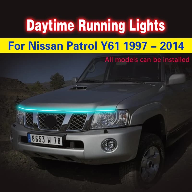 Striscia di luci per cofano auto a led per Nissan Patrol Y61 1997 - 2014 Lampade decorative per atmosfera Luci ambientali Luce di marcia diurna