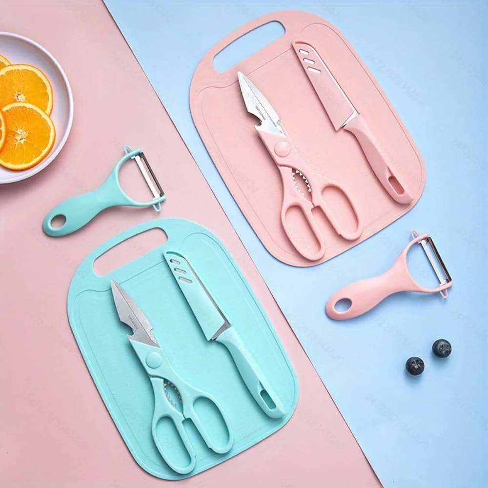 1set Mini Travel Cutting Board Set, Portable Mini Camping Plastic Cutting Board & Knife, Peeler Scissors , suitable for travel