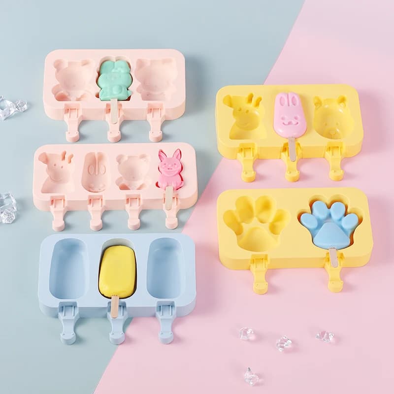 Stampo per ghiaccioli in silicone, accessori speciali, riutilizzabile, in silicone alimentare, stampi per gelato alla frutta con 50 bastoncini in legno, per cucina