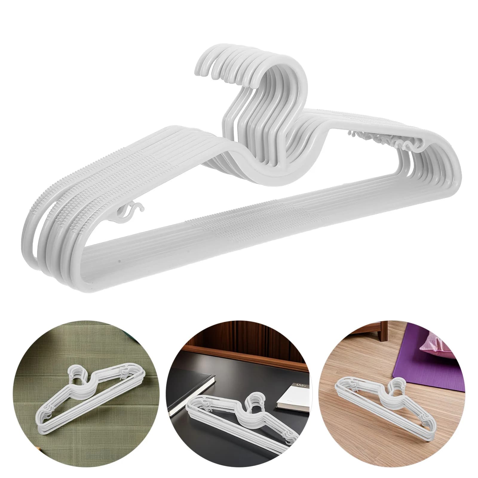 20Pcs Anti Slip Clothes Hangers Short Neck Plastic Closet Hangers Space Saving Non Mark Shirt Sweater Dress Coat Organizer