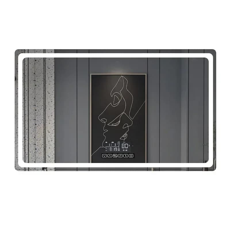 Specchio Rettangolare Intelligente a Figura Intera per Doccia e Trucco, Specchio da Bagno Illuminato con Retroilluminazione, Forniture per Interni