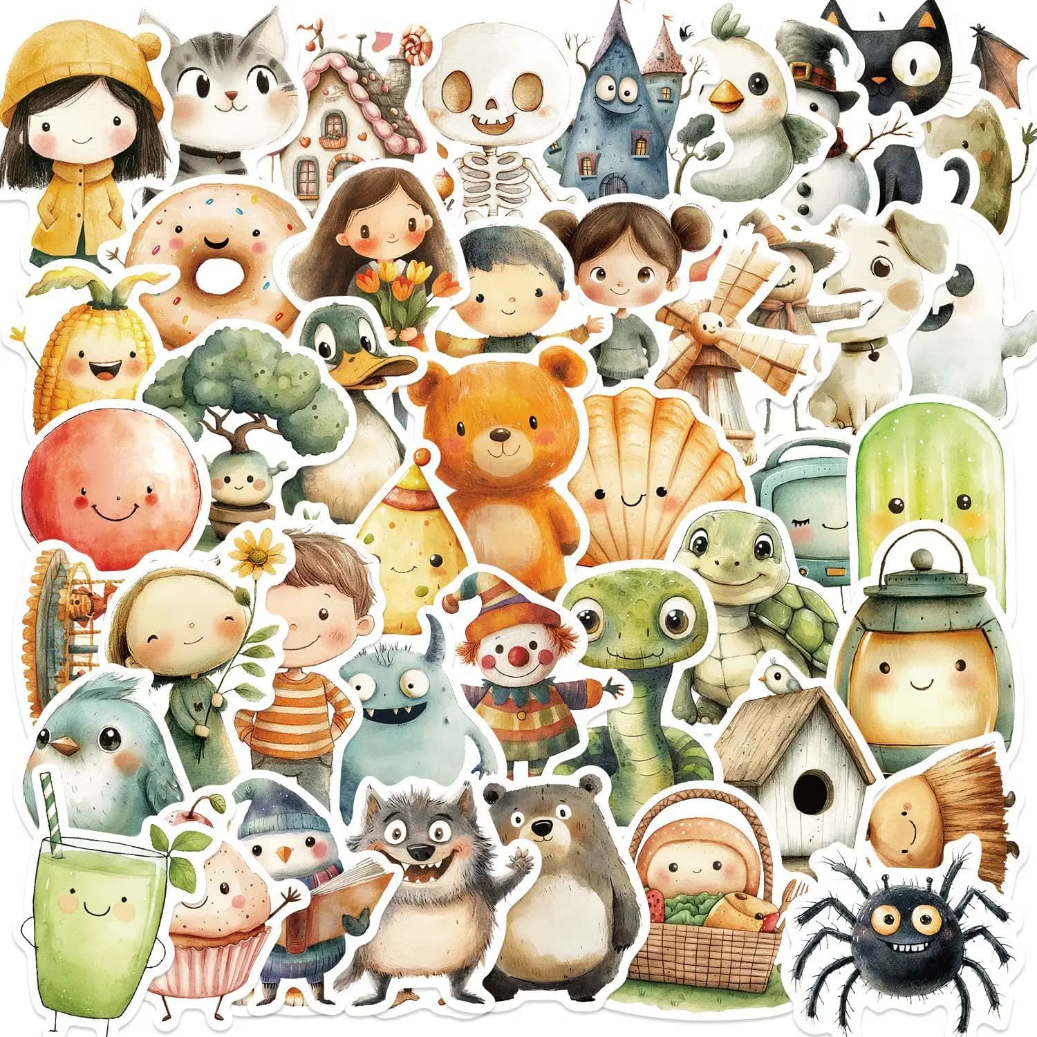 50 pezzi animali minimalisti cartoni animati graffiti adesivi telefono chitarra laptop notebook valigia tazze d'acqua adesivo impermeabile giocattolo per bambini