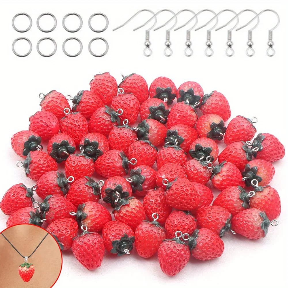 Set di 12/27/54 Ciondoli a Forma di Fragola in Resina Rossa, per Collane Fai-da-Te, Orecchini, Decorazioni per Matrimoni e Regali di Ringraziamento