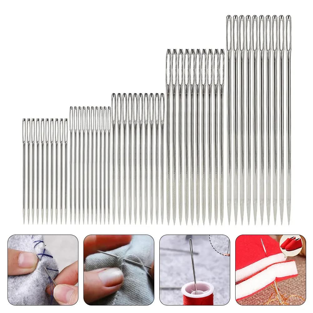 5 set di aghi da cucito in ferro resistenti alla ruggine, a occhiello largo, per cucito a mano, fai da te, artigianato, accessori per ricamo e abbigliamento