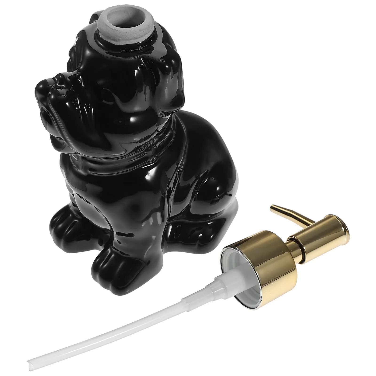 Dispenser di Sapone Ricaricabile a Forma di Cane in Ceramica con Pompa per Bagno, Cucina, Viaggio, Sapone per Mani, Shampoo, Lozione, Bagnoschiuma, Detergente Viso