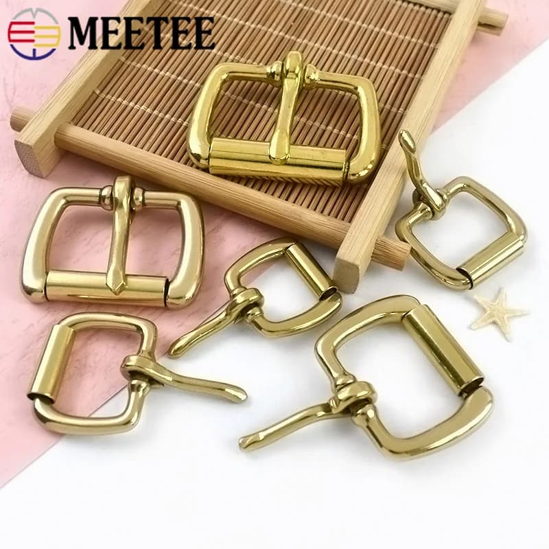 Set di 3 Fibbie per Cintura in Ottone Massiccio 16-38mm, Chiusura a Perno per Cinture in Pelle, Accessori Fai-da-Te