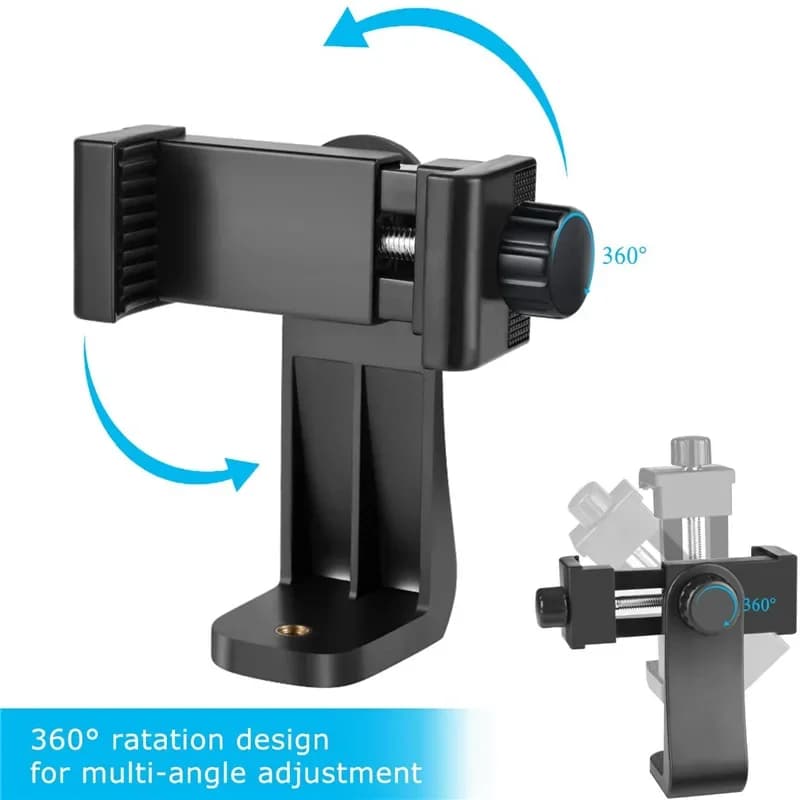 1/4 Screw Universal Phone Tripod Clip Bracket 360° Rotatable Smartphone Mount Adapter Photography Accessory for iPhone 15 Phone
