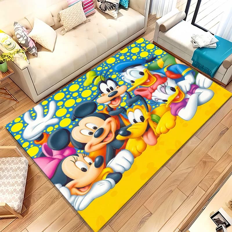 Anti-slip Carpet with Disney Characters: Mickey, Minnie, Donald, for Living Room, Bedroom, Games Room, Sofa, Home Decoration