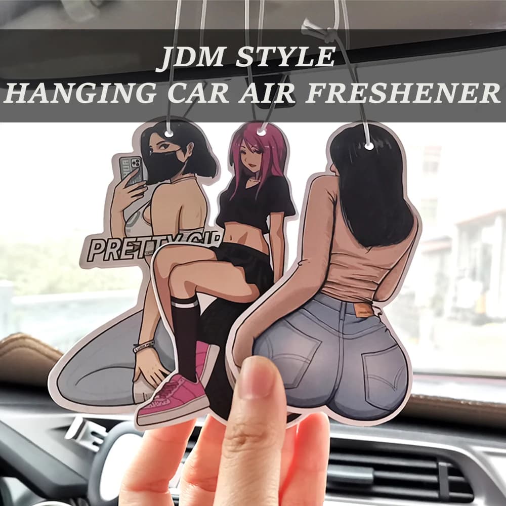 Deodorant for Auto JDM, Perfume Anime Sexy Girl, Decorating for Mirror Retrovisor, Pendant Hanging, Solid Paper Frost Black