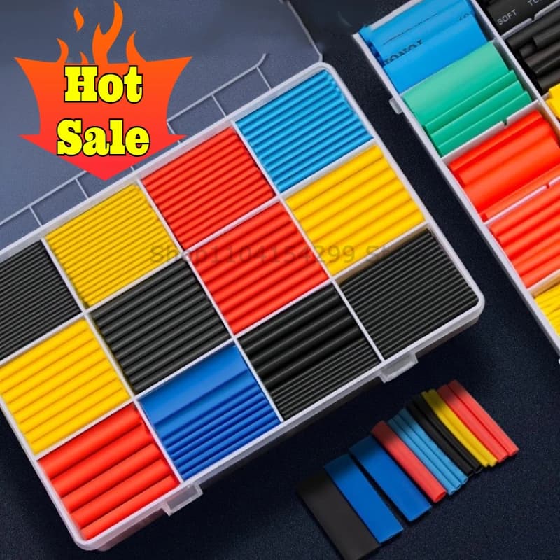 164PCS 2: 1 Cable Shrink Tube Kit Heat Assorted Pack Thermoretractile Insulation Sleeving Cable Wire Shrink Wrapping for DIY
