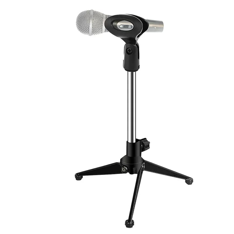 Supporto per microfono regolabile da tavolo, treppiede mini leggero e portatile, supporto con clip per microfono per streaming live, registrazione e karaoke