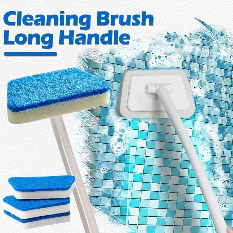 Spazzola per Pulizia Bagno Multifunzione con Manico Lungo Rimovibile, Spazzole per Pavimenti e Vasche da Bagno, Spazzola per Piastrelle in Ceramica