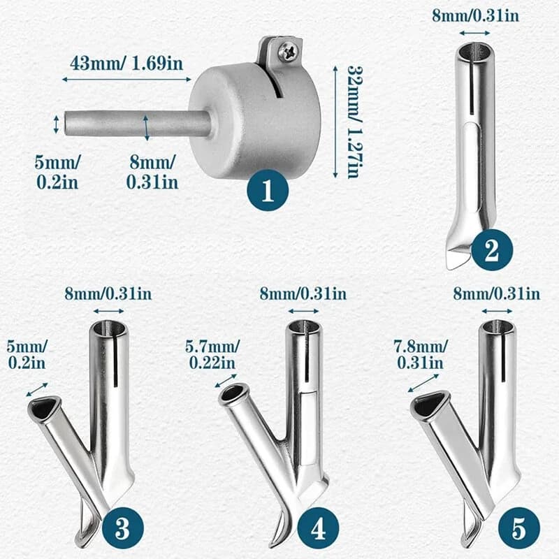 Nuovo set di 5 ugelli per saldatura rapida per pistola termica per saldature ad aria calda in PVC