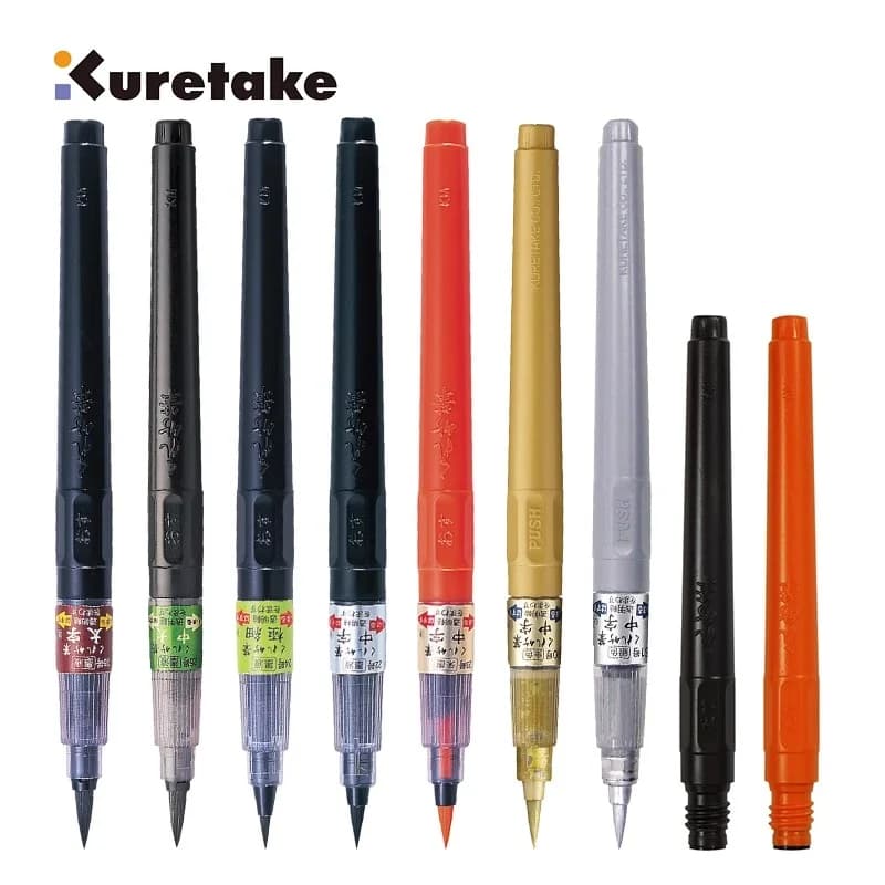 Japan ZIG Kuretake Fude Brush Pen, Medium tip marker, Black Ink Refillable, for Calligraphy, Manga, Drawing, Professional,Artist