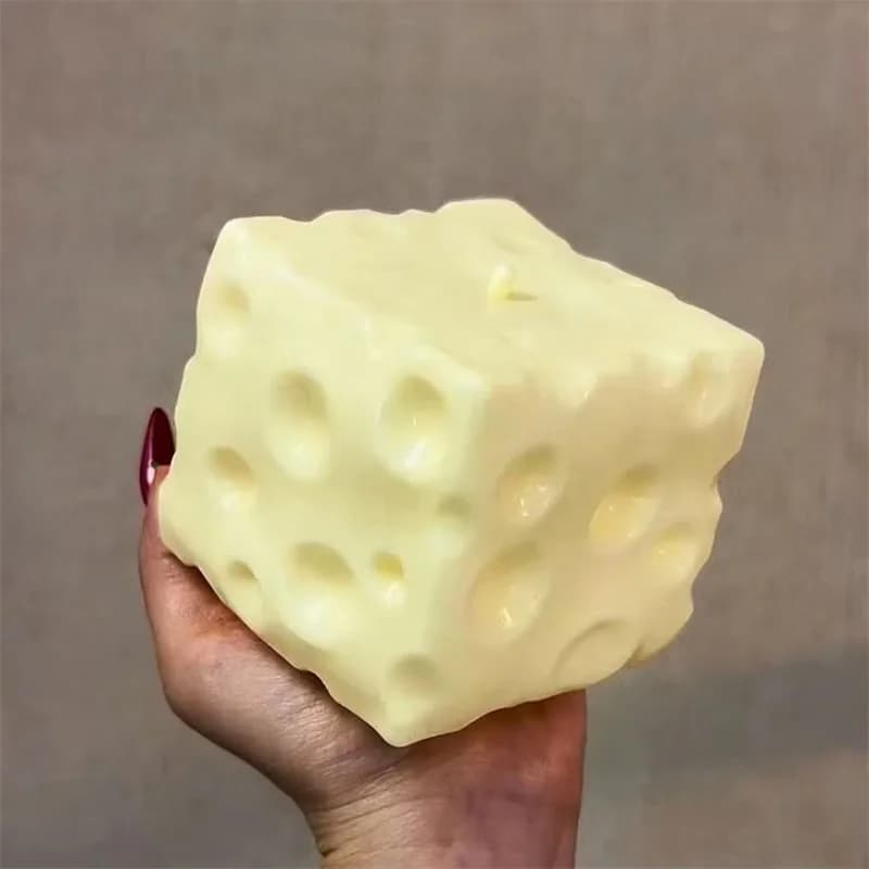 Giant Antistress Ball Shape Cheese Cube, Soft and Modelable, Not Bouncy, ASMR Sensory Toy, Festival Gift