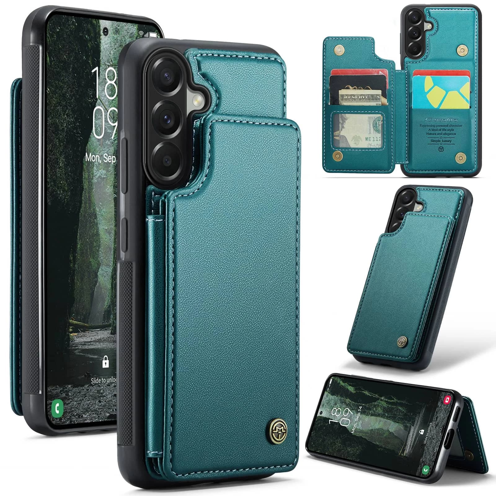 Custodia a Portafoglio in Pelle PU per Samsung Galaxy S25 FE con Blocco RFID, Porta Carte, Chiusura Magnetica, Funzione Kickstand e Antiurto