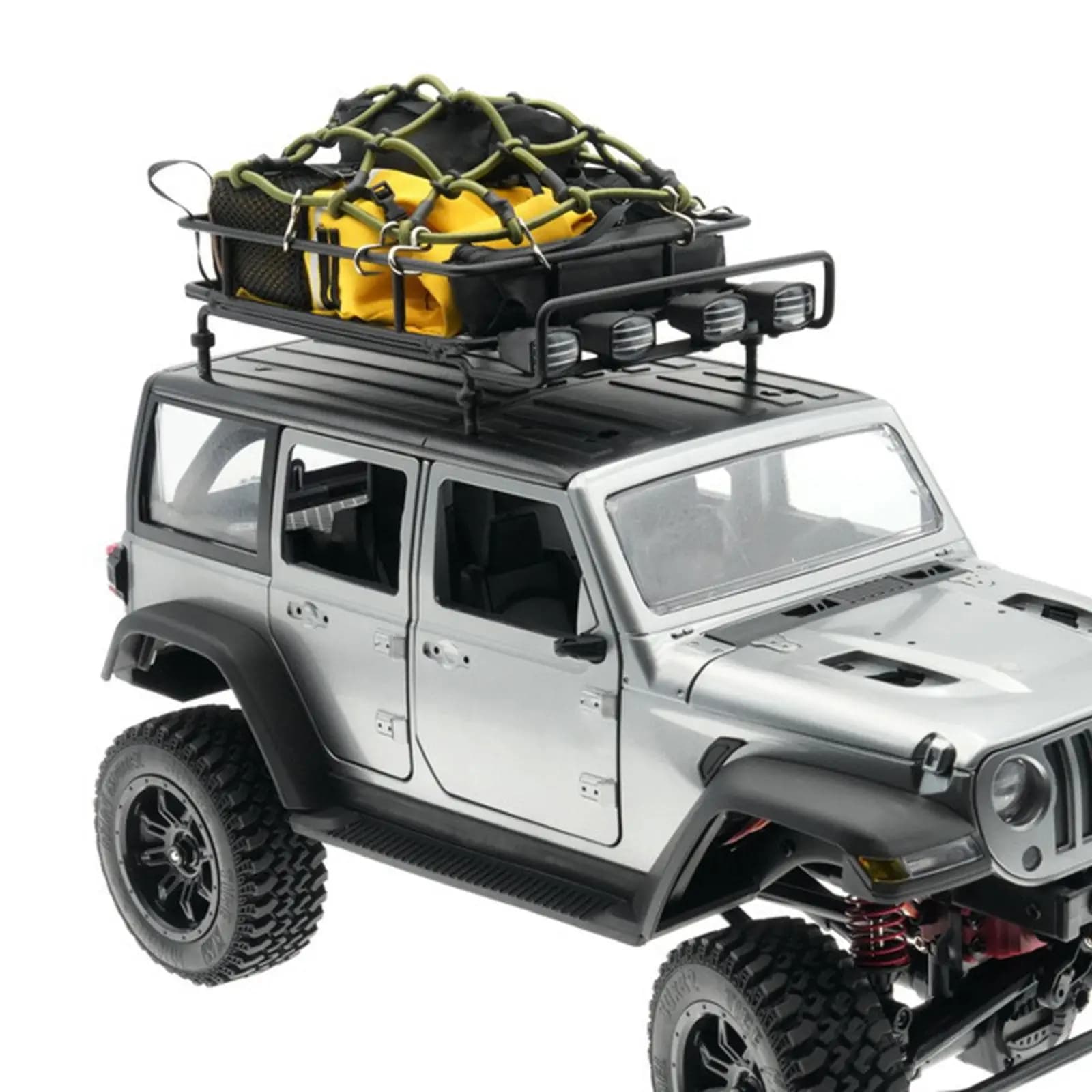 1: 10 RC Crawler Roof Rack and Luggage Set DIY Decoration Parts Accessory for 1/10 1/12 1/14 Models Multiple Waterproof Bags