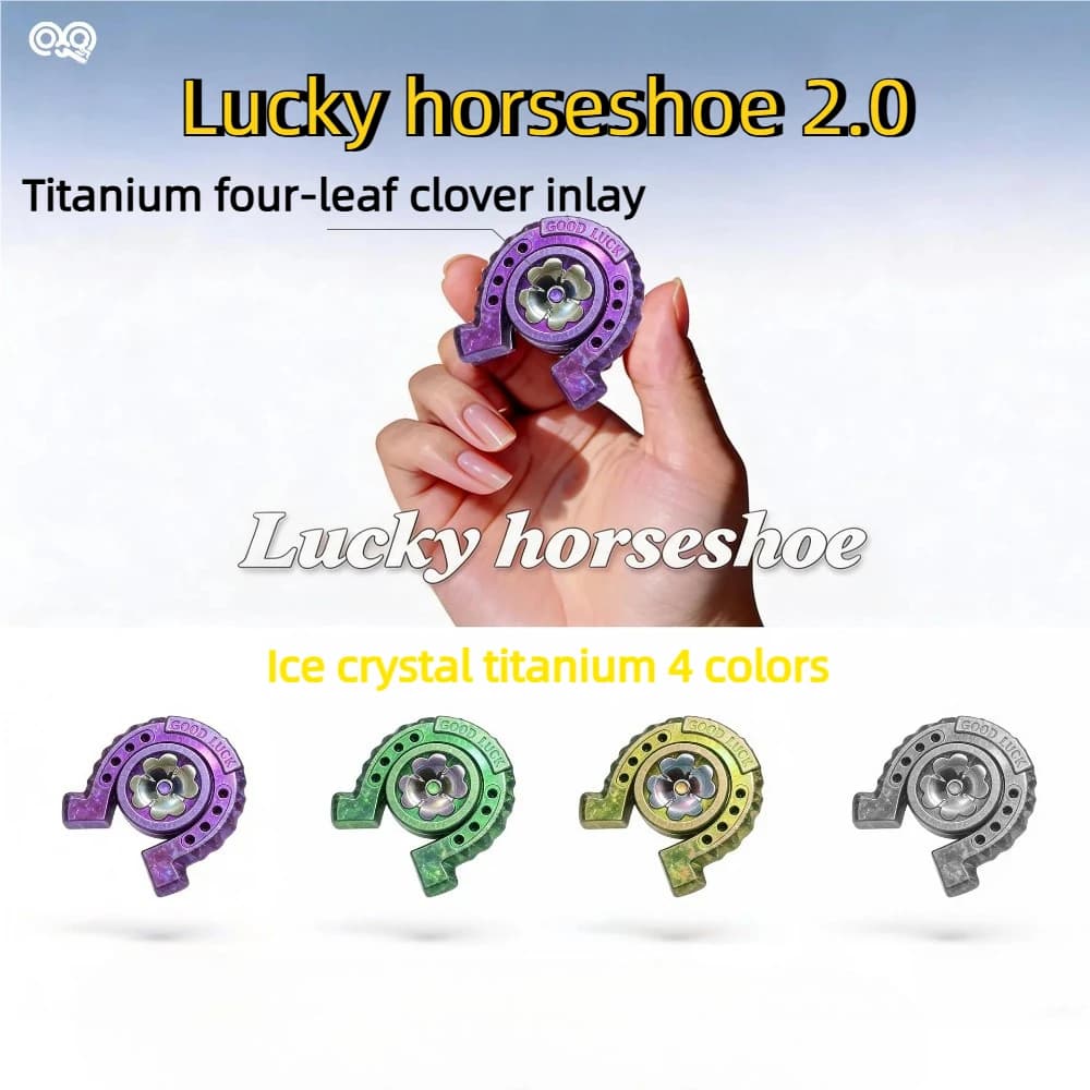 YBEDC Lucky Horseshoe Ice Crystal Titanium Mechanical Metal Fidget Spinner Decompression Toy