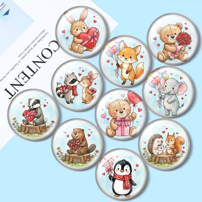Animals Valentine Day 12/18/20/25mm glass cabochon bracelet pendant rings for jewelry demo earrings back Making findings