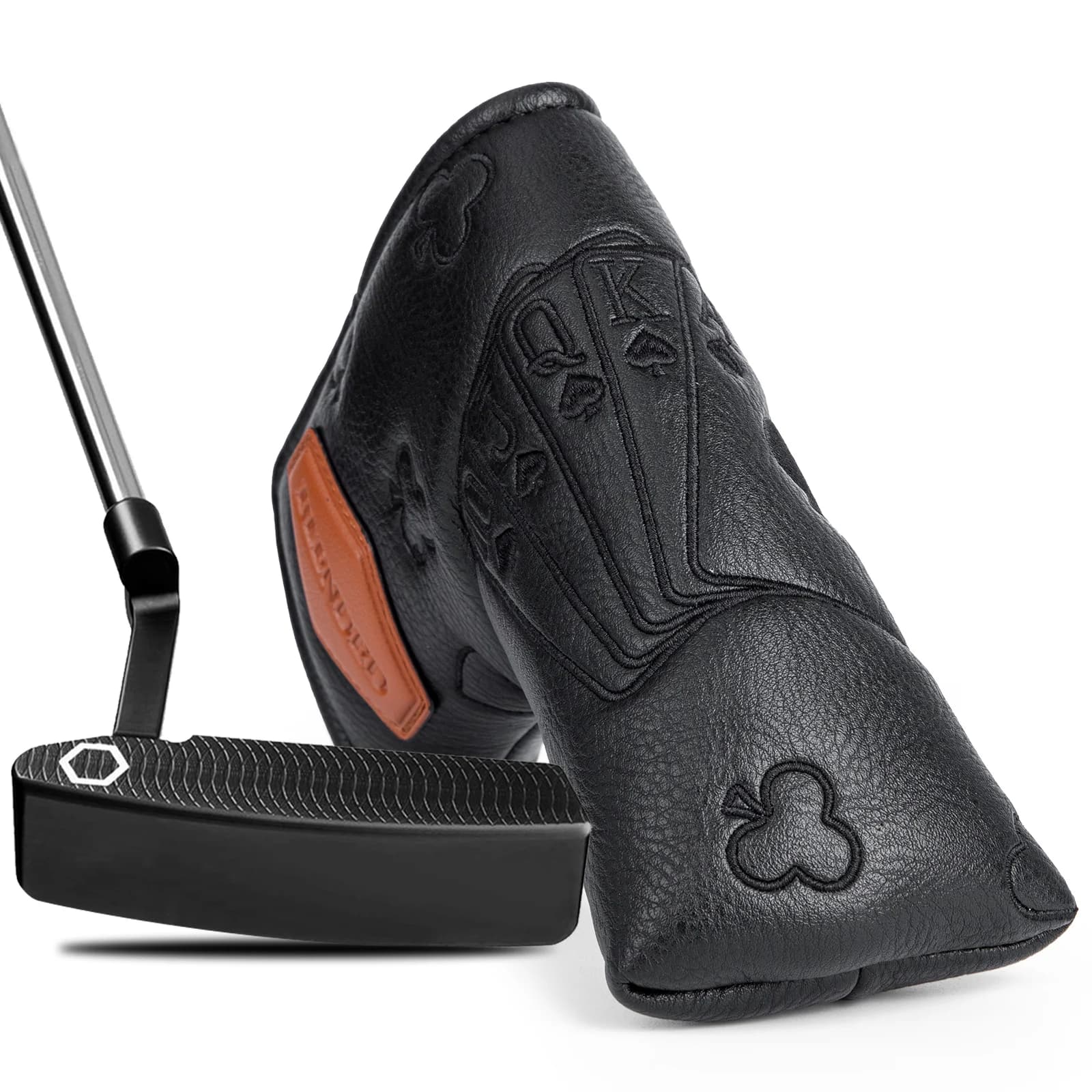 Copriputter per lama da golf in pelle PU nera Copri testa per putter da golf Copri testa per putter con lama Copri testa da golf con magnete adatto per