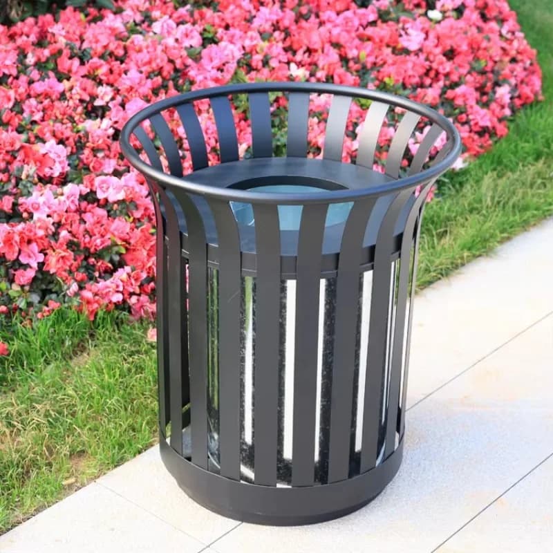Contenitori rotondi innovativi con struttura in piedi Bidoni della spazzatura Reciclare i contenitori sanitari per l'uso della spazzatura per il parco Bidone della spazzatura all'aperto