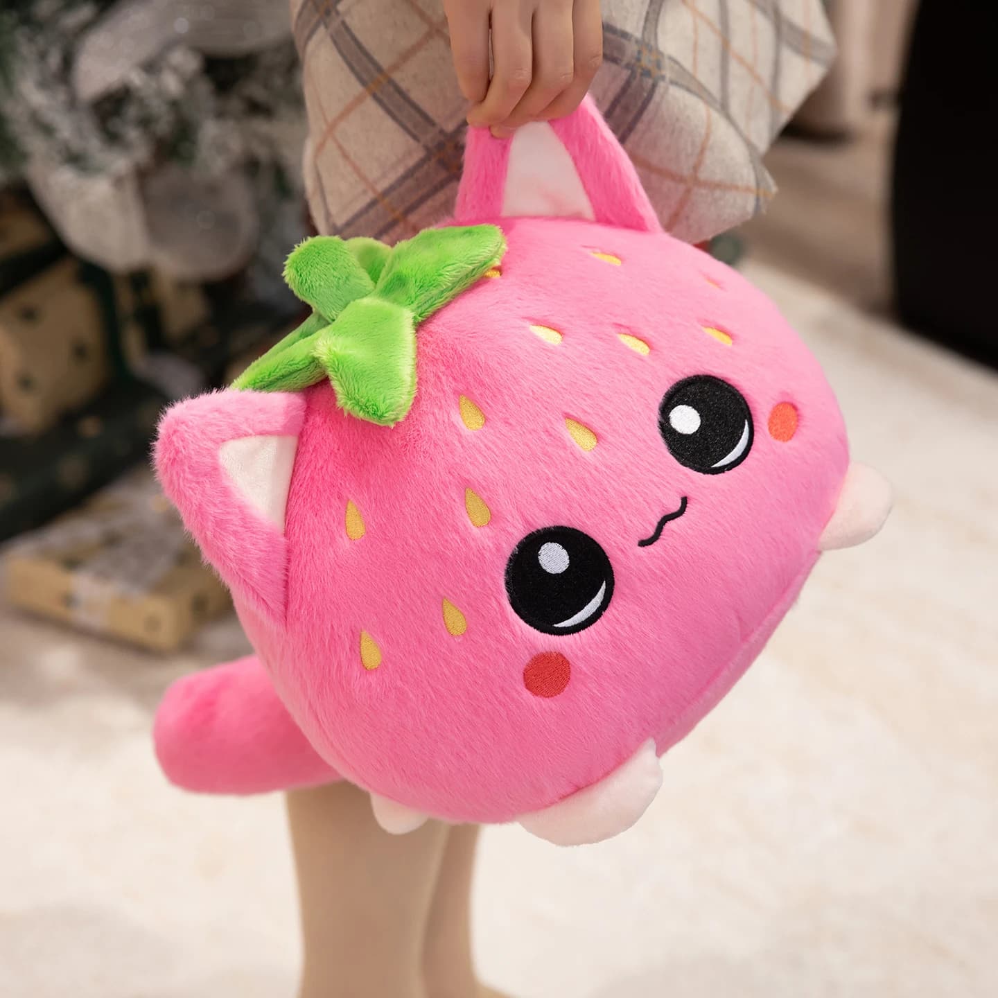 Hot Wholesale Holiday Cute Strawberry Cat Plush Pillow For Enthusiasts Fun Home Decor Children's Friends Birthday Christmas Gift