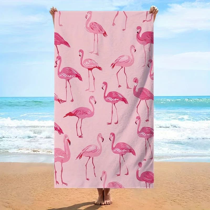 Asciugamano oversize stile flamingo senza cuciture, in morbida microfibra per nuoto e viaggi