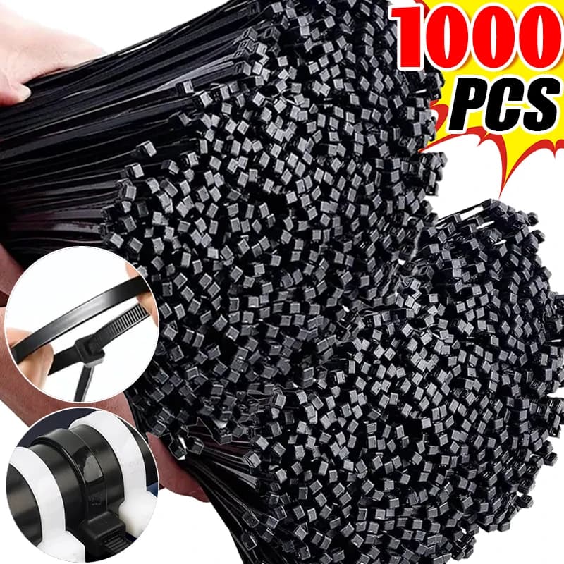 100/1000PCS Plastic Nylon Cable Ties Self-locking Cord Ties Straps Adjustable Cables Fastening Loop Home Office Wire Zip Ties