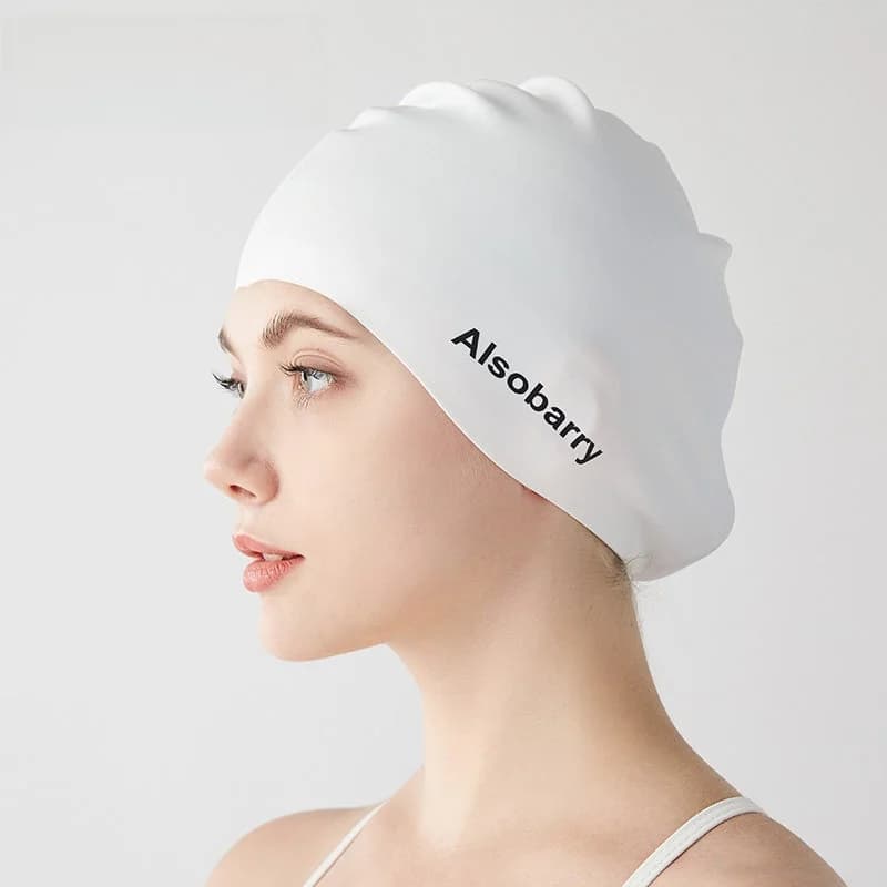 Large swim cap for men and women, professional, silicone, waterproof, hair water cover, comfortable, without head pain, durable, for swimming.