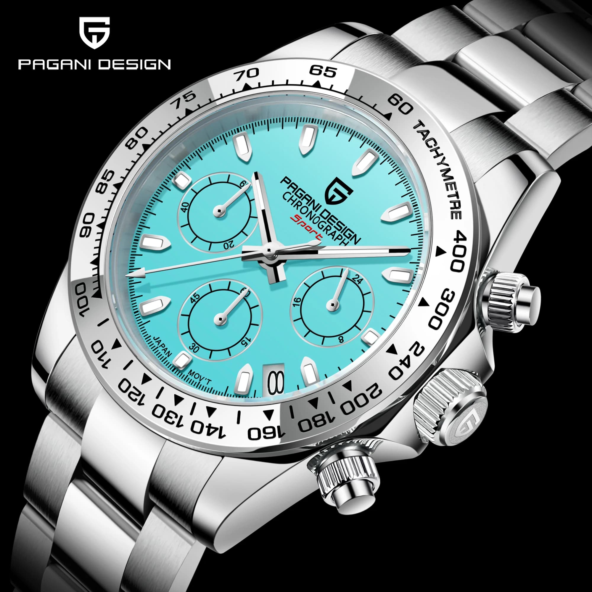 Pagani Design VK63 Fashion Men's Quartz Watch Clock with Luxury Sapphire Glass Timing Code Waterproof Stainless Steel Watch 10 Bar PD1727