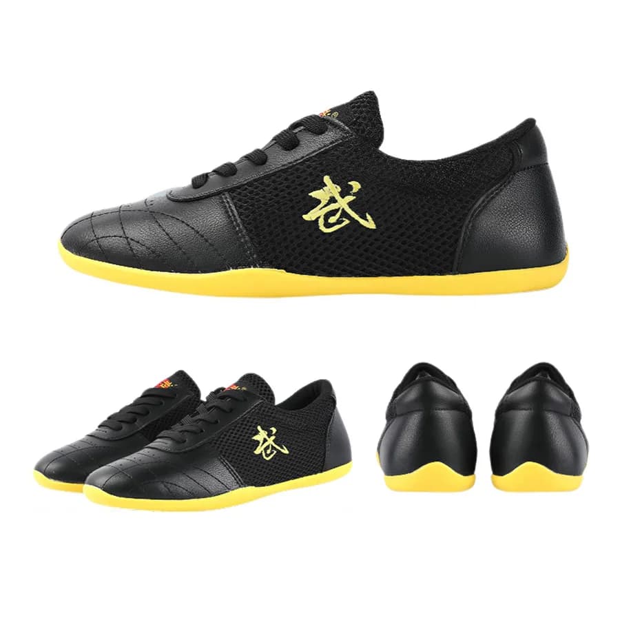 USHINE PU Kids Kung Fu Shoes Chinese Martial Arts Wushu Taichi Footwear for Men Women Children Taiji Training Sneakers