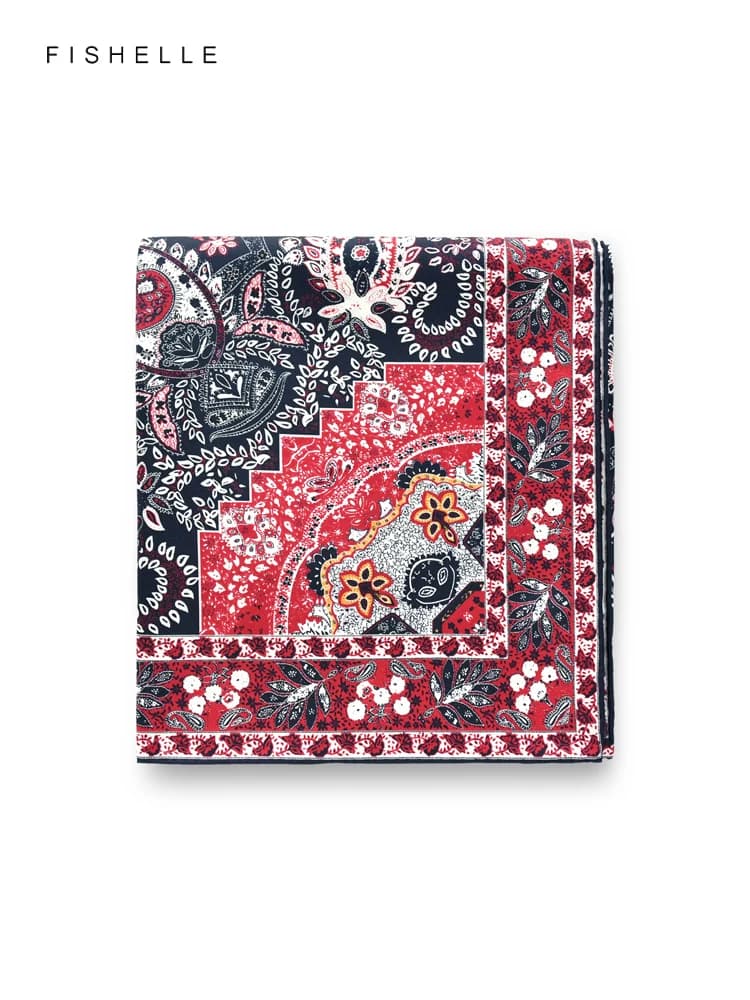 Red Paisley 100% Natural Silk Scarf Women's Twill Shawl Wrap Bandana Hijab Headband Square Kerchief Luxury Gifts 90CM