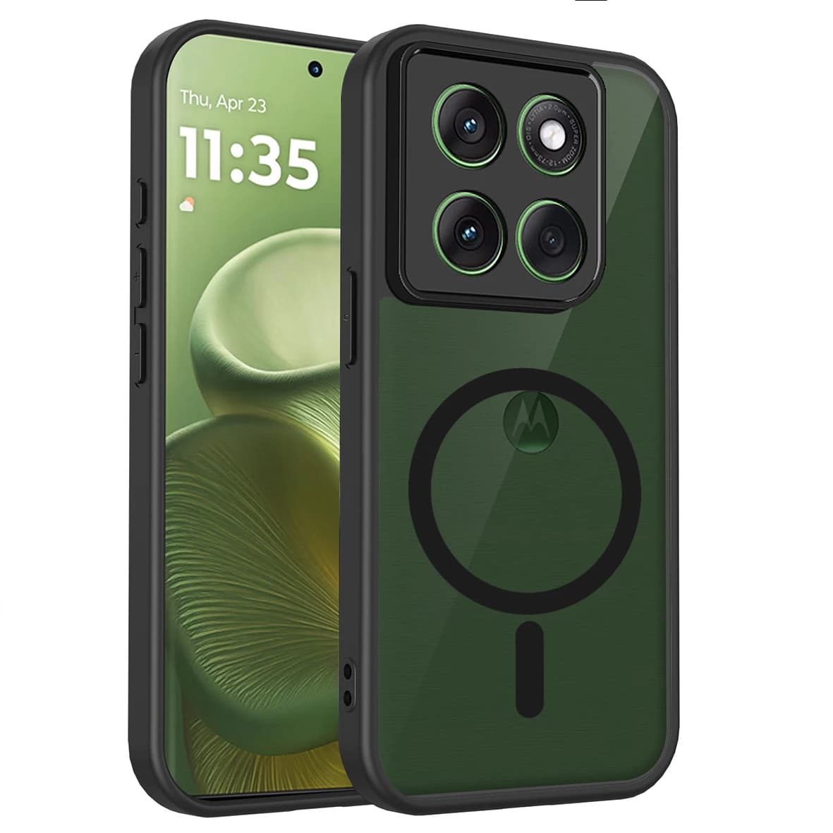 Motorola Moto G86 G56 G57 G67 Power phone cover with magnetic wireless charging, TPU frame, plastic matt translucent back