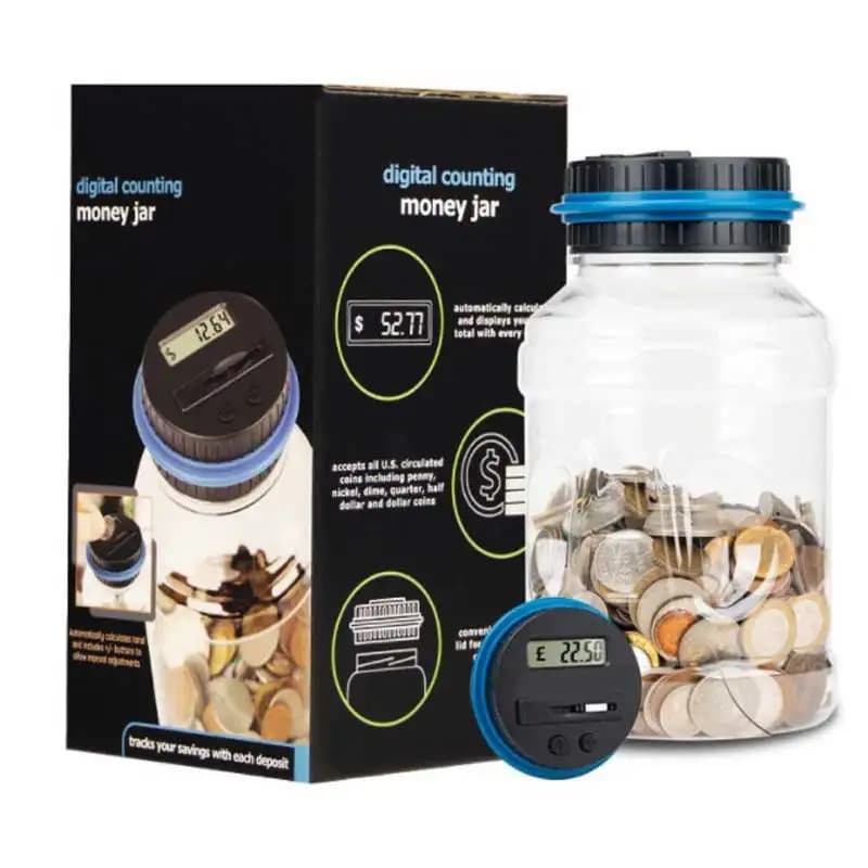 1 PC Electronic Bench Coin - Digital LCD Counting Coin, Money Saving Jar, EURO USD Coin Box