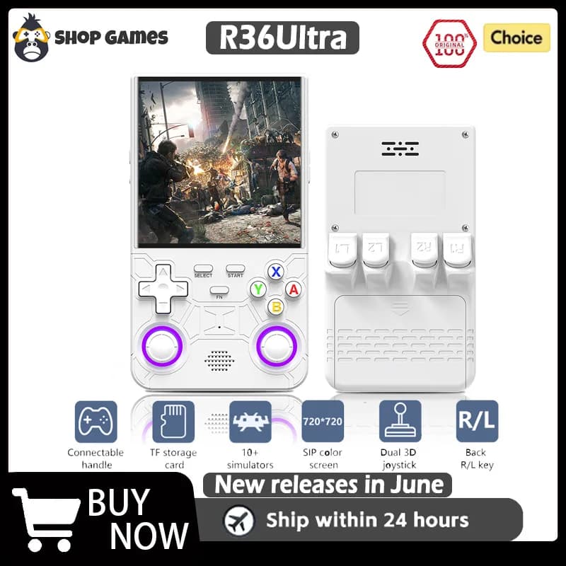 2025 R36 Ultra Open Source R36S Console per videogiochi Sistema Linux Schermo IPS da 4.0 pollici Lettore video tascabile portatile 64G migliori giochi