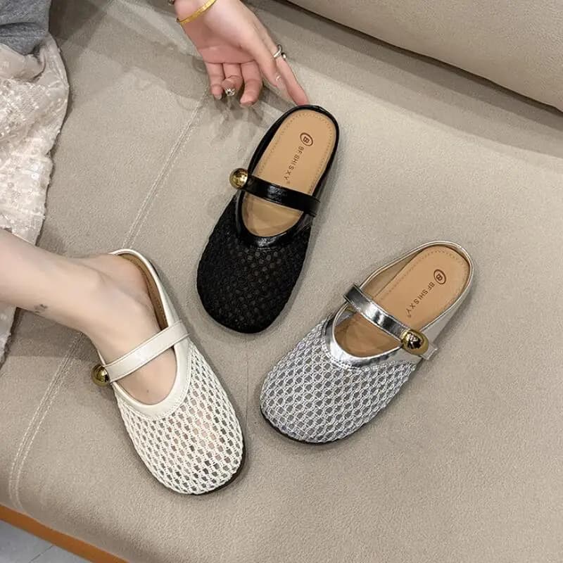 Hot 2026 New Summer Women Fashion Versatile Temperament Flat Bottomed Woven Hollow Haken Sandals Soft Comfort Baotou Slippers