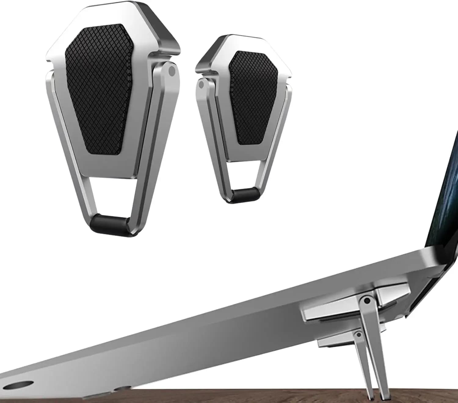 Supporto per Laptop in Lega di Zinco, Portatile, Mini Riser Invisibile Ergonomico con Raffreddamento per Laptop da 12-20 Pollici, Argento, Confezione da 2