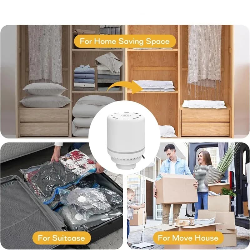 Vacuum Bag Pump Compressed Bag Electric Travel Pump Mini Vacuum Sealer Machine Space Saver for Clothes Organizer