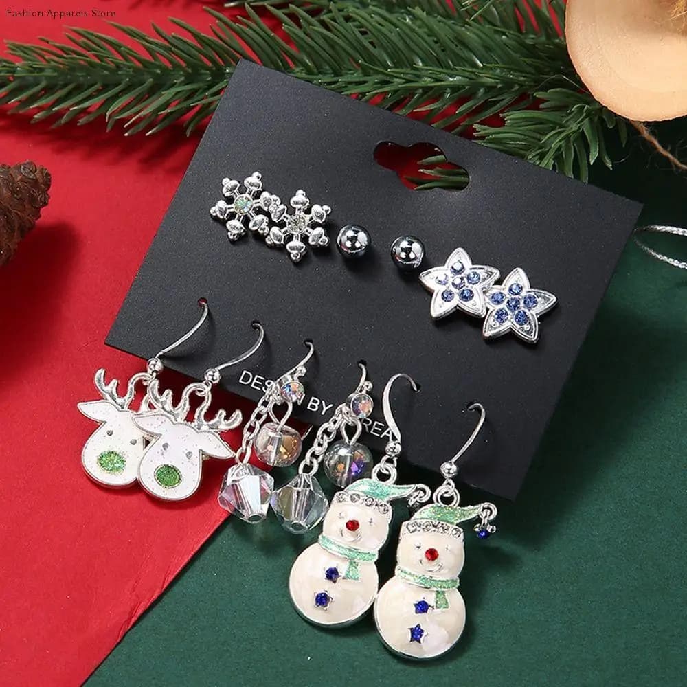 Orecchini a bottone Pupazzo di neve ELK Regali di Capodanno femminili Orecchini pendenti Set di orecchini di Natale Orecchini a bottone per gioielli di moda per le donne