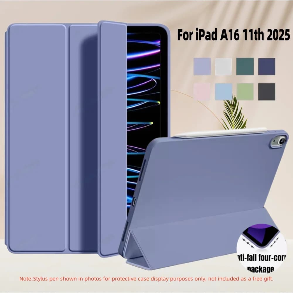 Custodia per Tablet Apple iPad (A16) Pro Air8 11/12.9/13 M4 M5 M3 M2 2026 11a 12a generazione 10.9 Mini 7 6 8.3" in PU con Supporto e Smart Cover in TPU