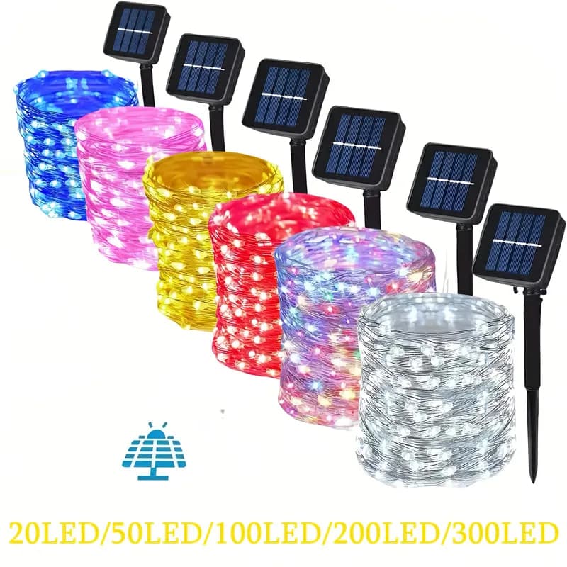 Luci Solari a Filo di Rame per Decorazione Giardino Esterno, 2026 San Valentino, 4M~32M LED per Matrimoni, Feste, Decorazione Ramadan per Casa