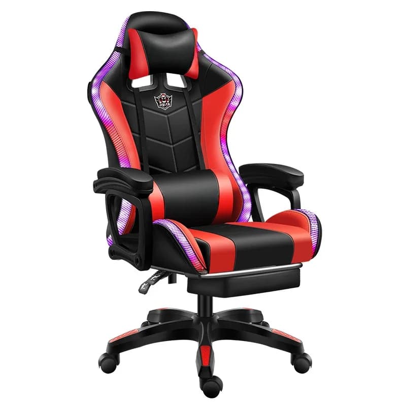 Computer di alta qualità con massaggio, sedia da ufficio in pelle RGB light gamer girevole da gioco