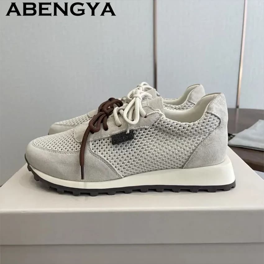 Scarpe casual da donna con lacci, estive, traspiranti e comode, scarpe da corsa, sneakers con lacci sul fondo, scarpe Oxford da donna
