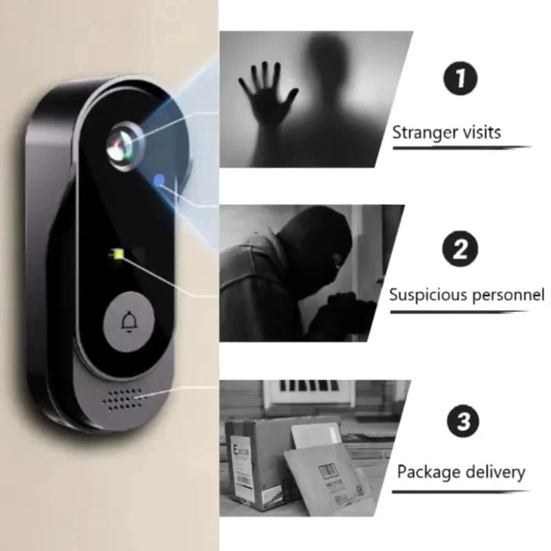Campanello con Videocamera WIFI Tuya, Citofono Video HD, Campanello Wireless da Esterno Impermeabile, Protezione di Sicurezza con Visione Notturna IR, Casa Intelligente