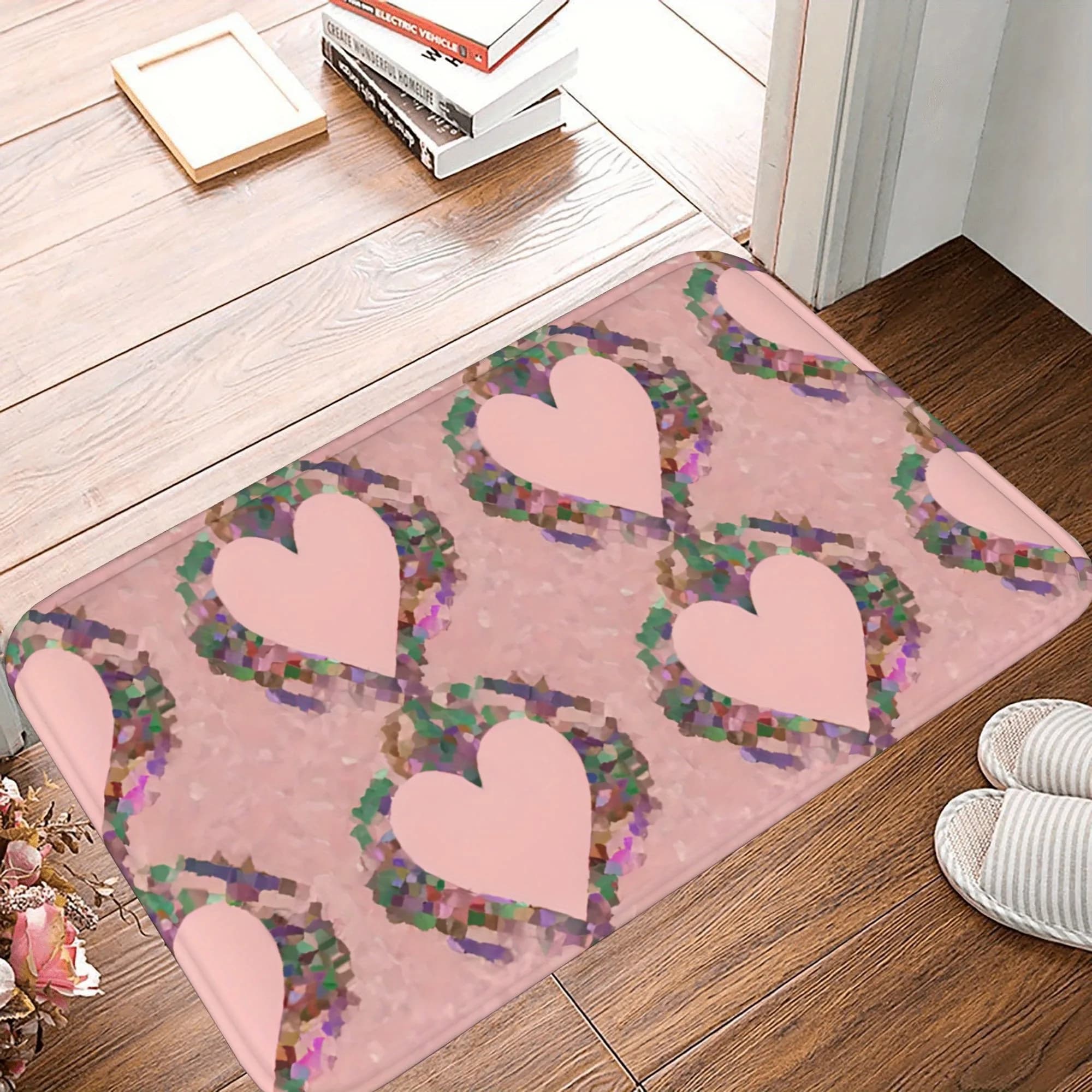 1PC Tappeto da cucina con motivo a cuore Tappetino antiscivolo Tappeto da bagno design pop Tappetino da bagno Tappeto per la decorazione della lavanderia del lavanderia del lavandino di casa