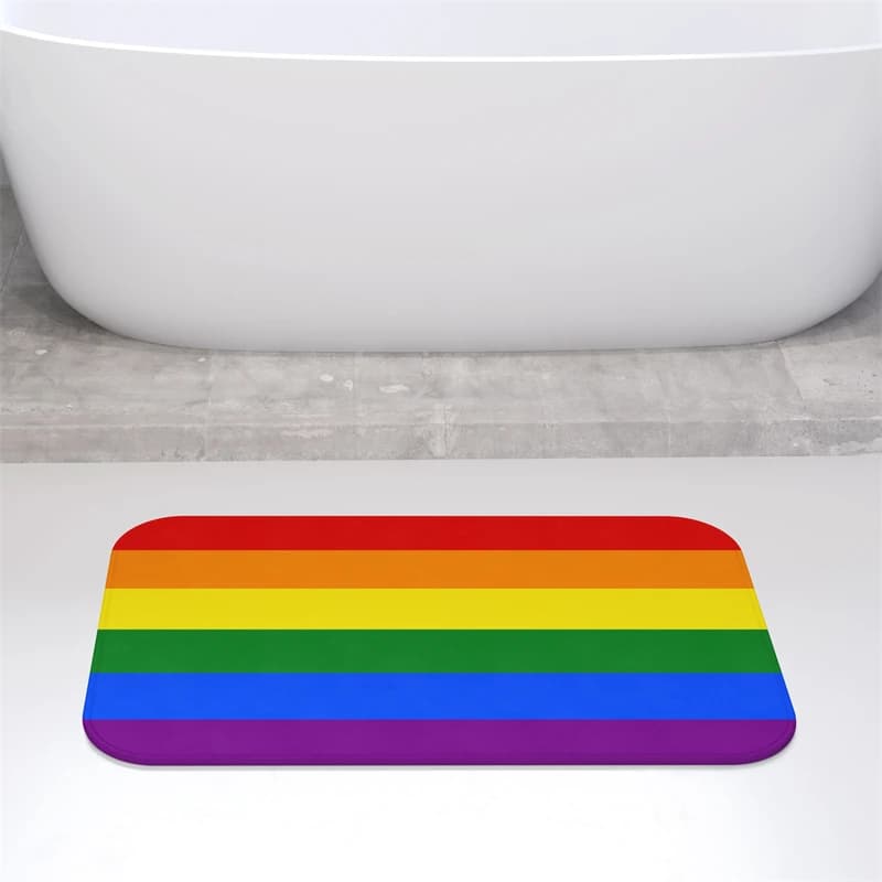 Tappetino da bagno Gaslight Gatekeep Girlboss con 6 strisce arcobaleno e base antiscivolo, assorbente, super confortevole, in flanella, per bagno