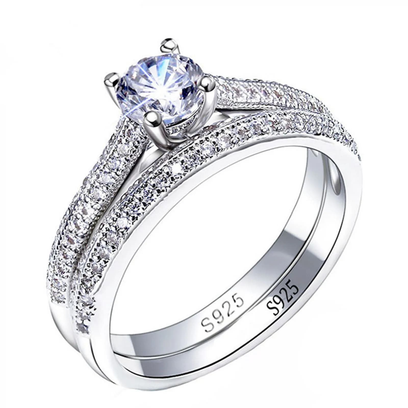 1 pair of 925 sterling silver wedding rings with vintage halo for women's jewelry, anniversary gift, wholesale