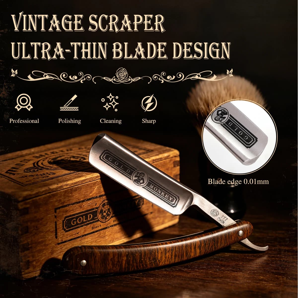 Stainless Steel Folding Shaver Men's Manual Straight Razor Gold Dollar Classic Barber Sharp Facial Hair Beard Epilator Gift