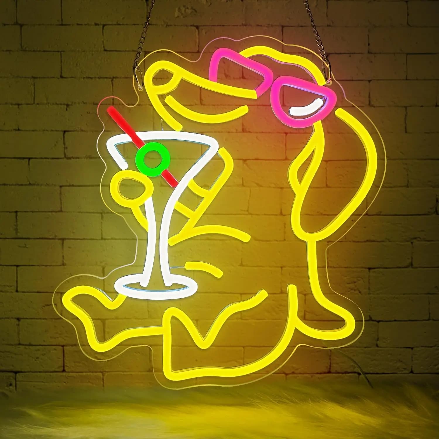 Insegna al Neon LED USB Dimmerabile a Forma di Cane, Luce da Parete Gialla e Rosa per Bar, Sala Giochi, Camera da Letto, Regalo Divertente per Amanti degli Animali